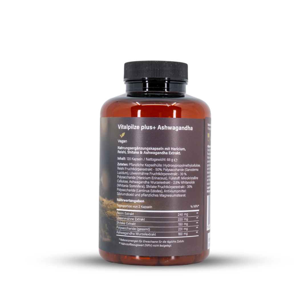 Vitalpilze plus+ Komplex mit Ashwagandha