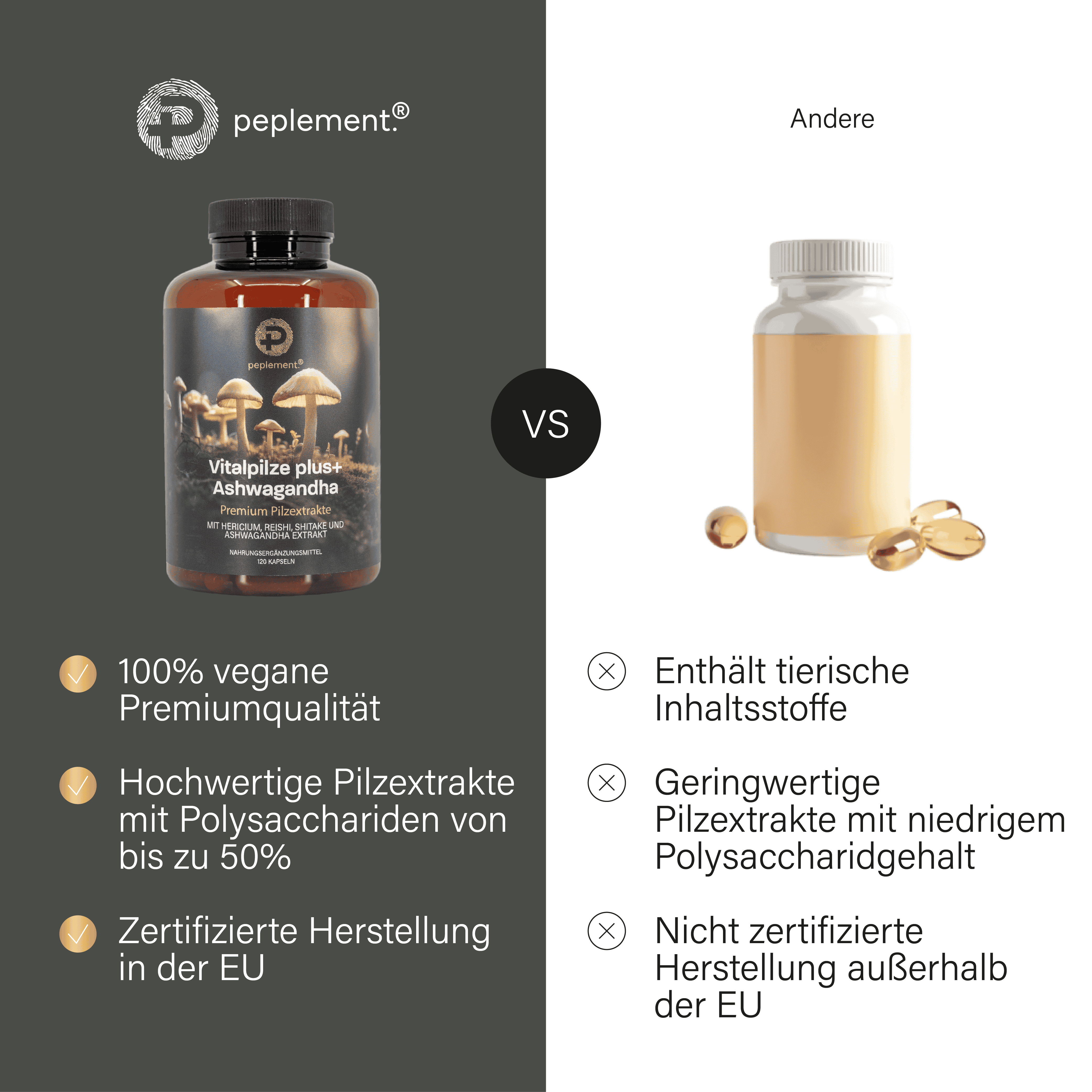 Vitalpilze plus+ Komplex mit Ashwagandha