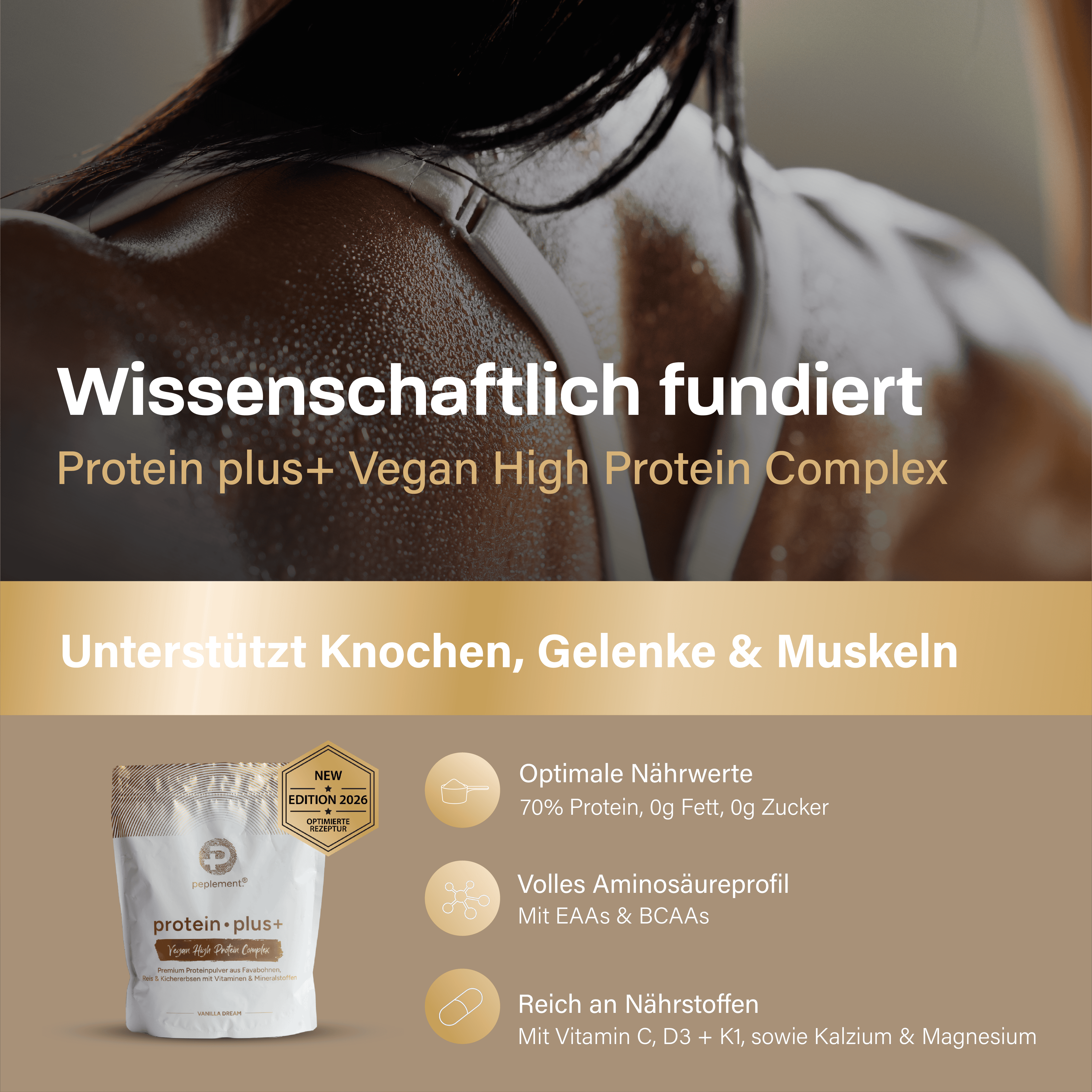 Veganes Premium-Protein mit herausragenden Leistungsdaten (560 g Pulver, Vanille Geschmack)