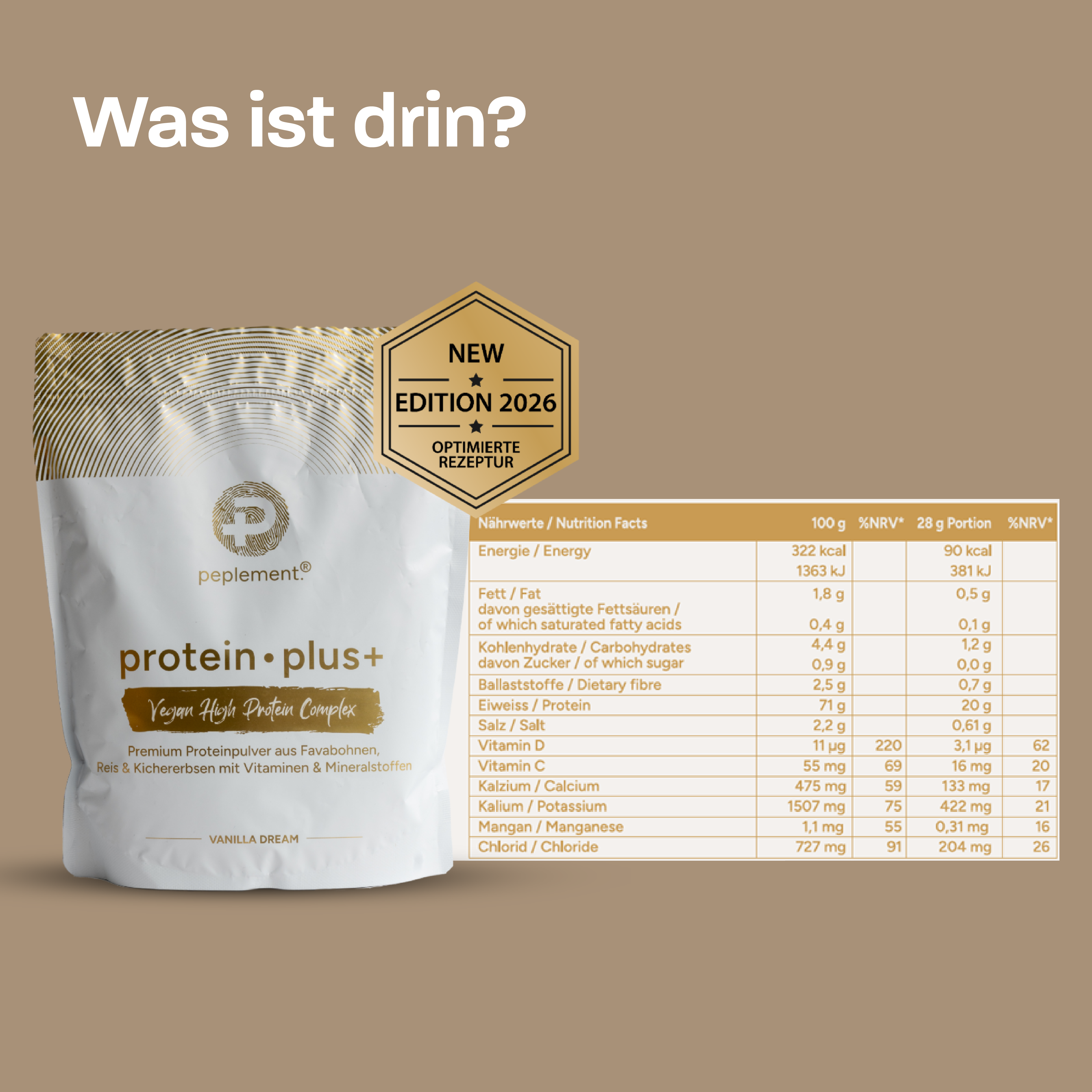 Veganes Premium-Protein mit herausragenden Leistungsdaten (560 g Pulver, Vanille Geschmack)