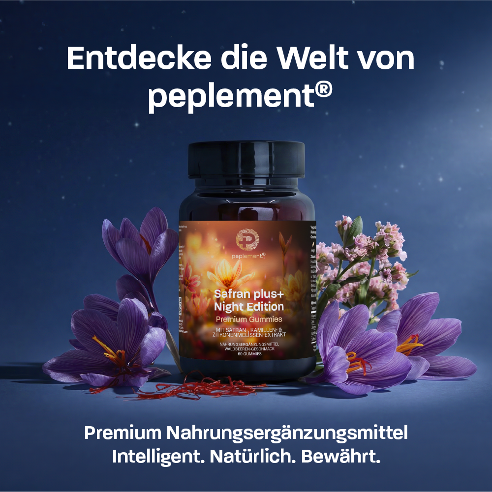 Safran plus+ Night Edition – Zuckerfreie, vegane Gummies mit Safran, Melisse, Kamille, Zink & Vitamin B6